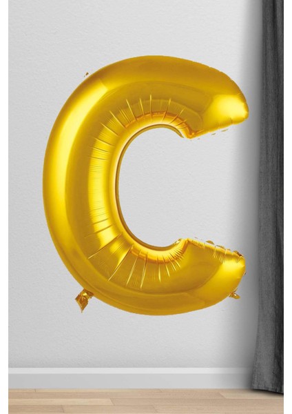 C Harfi Folyo Balon Gold 100 cm 40 Inç 1 Metre Altın