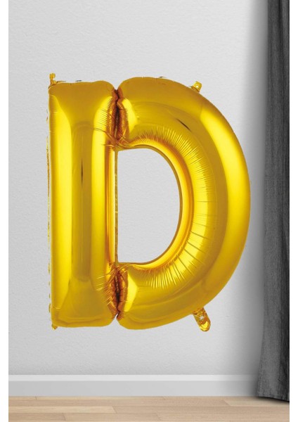 D Harfi Folyo Balon Gold 100 cm 40 Inç 1 Metre Altın