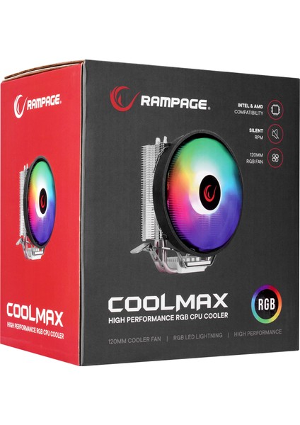 RM-C08 Coolmax 23.6cfm 1500RPM 12CM Amd/ıntel LGA1200 Uyumlu Rgb Hava Soğutmalı Cpu Fan