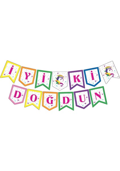 unicorn Zigzag Iyiki Doğdun Banner