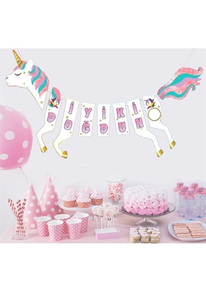 My Party Ready 3D Unicorn Iyiki Doğdun Banner