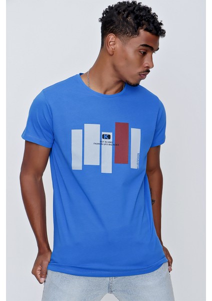 Tena Moda Erkek Saks Bisiklet Yaka K Fashion Baskı Tişört fiyatları