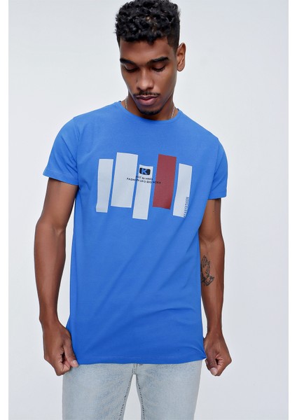 Tena Moda Erkek Saks Bisiklet Yaka K Fashion Baskı Tişört fırsatları