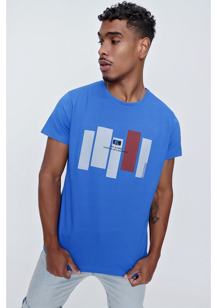 Tena Moda Erkek Saks Bisiklet Yaka K Fashion Baskı Tişört indirimleri