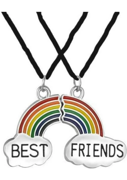 Best Friends Renkli Gökkuşağı 2'li Metal Kolye