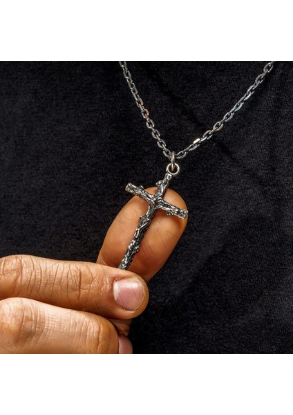 925 Ayar Gümüş Isa Haç Jesus Kolye