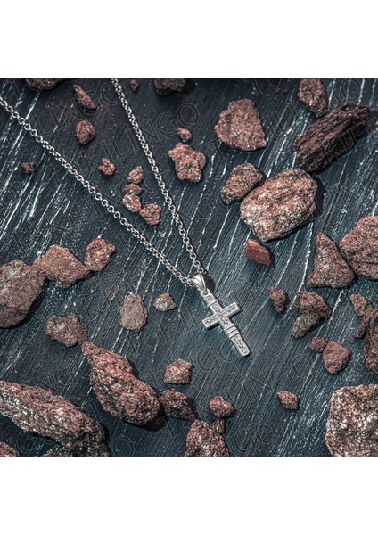 925 Ayar Gümüş Mini Zarif Cubic Zircon Hac Cross Kolye