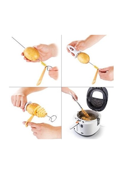 Spiral Patates Dilimleyici Aparat Çubukta Patates Cips Yapma