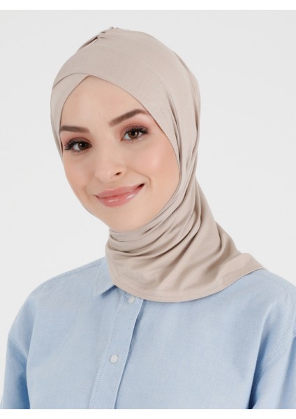 Pileli Isra Çapraz Türban - Açık Vizon - Ecardin fiyatları