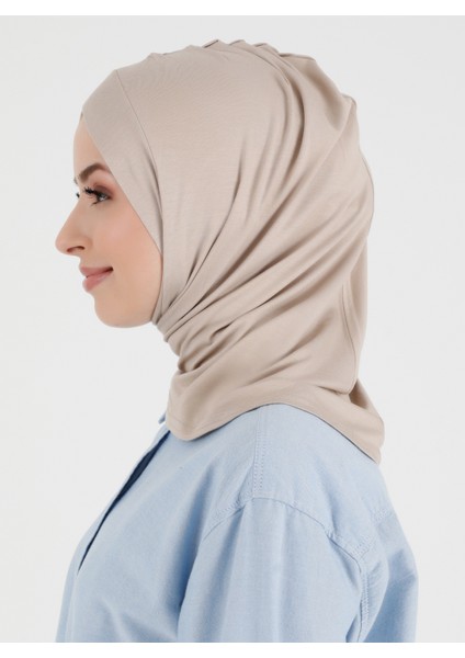 Pileli Isra Çapraz Türban - Açık Vizon - Ecardin modelleri