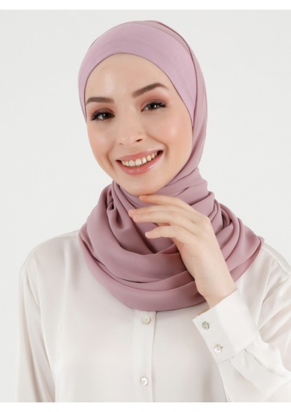 Boneli Düz Şifon Şal - Leylak - Ecardin