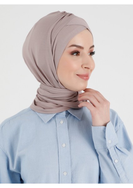 Pileli Isra Çapraz Türban - Duman Gülü - Ecardin