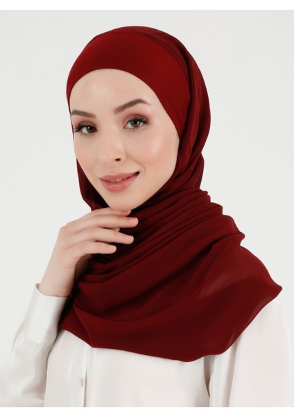 Boneli Düz Şifon Şal - Bordo - Ecardin fiyatları