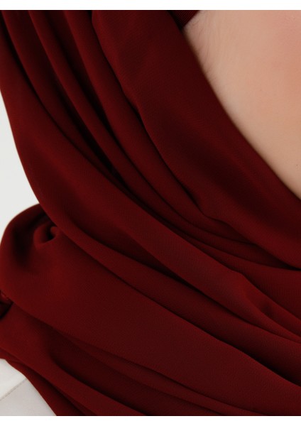 Boneli Düz Şifon Şal - Bordo - Ecardin fırsatları