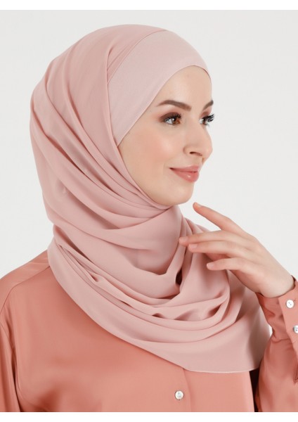 Boneli Düz Şifon Şal - Pudra - Ecardin fiyatları