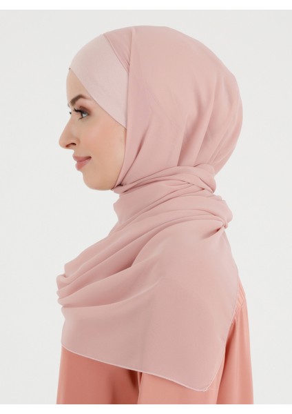 Boneli Düz Şifon Şal - Pudra - Ecardin modelleri