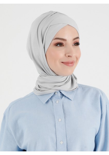 Pileli Isra Çapraz Türban - Açık Gri - Ecardin fiyatları