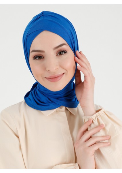 Pileli Isra Çapraz Türban - Saks Mavi - Ecardin fiyatları