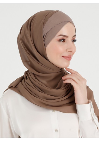 Boneli Çapraz Şifon Şal - Koyu Vizon - Ecardin fiyatları