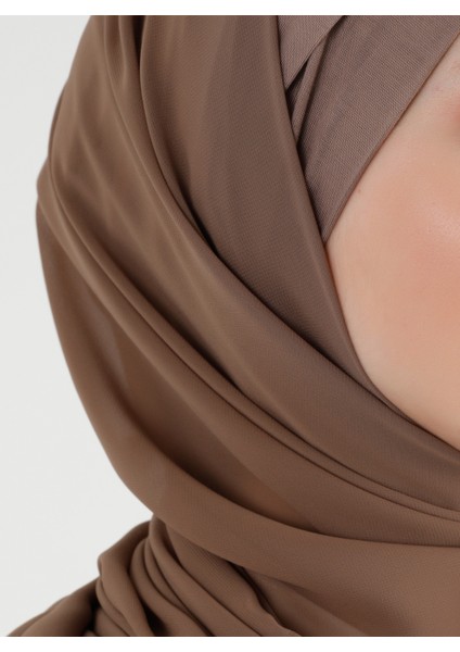 Boneli Çapraz Şifon Şal - Koyu Vizon - Ecardin fırsatları