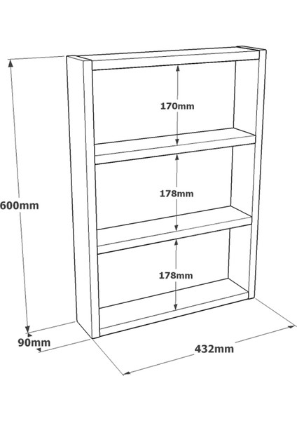 Robin Home Marla 3'lü Duvar Rafı Mutfak Banyo Rafı Atlantik Çam Ma1-A
