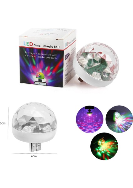 Mini USB Disko Işık, Taşınabilir Disko Topu Rgb LED Işık