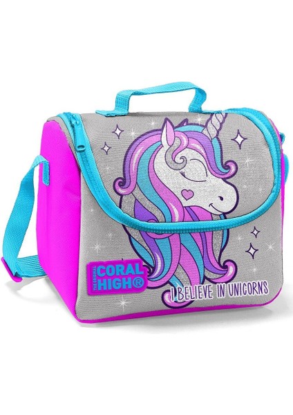 Coral High Kız Çocuk Gri Unicorn Okul Sırt Çantası ve Beslenme Çantası modelleri