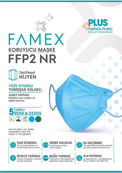 N95 Ffp2 Koruyucu Kız Çocuk Maskesi 5 Farklı Renk ve Deseli 5 Adet Duck Modeli fırsatları