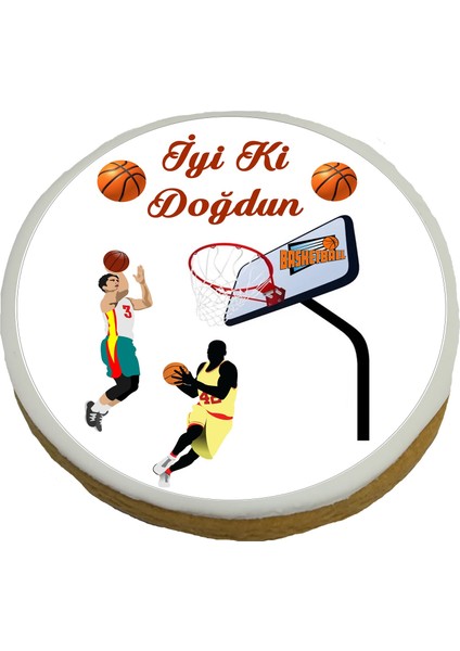 Resimli Kurabiye Basketboll Yenilebilir Jelatin Poşette Kurdelalı 15 Adet