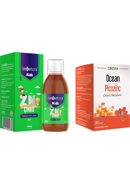 Kids Çinko Takviye Edici Gıda 100 ml + Çinko(Zinc) 15 Mg 30 Tablet
