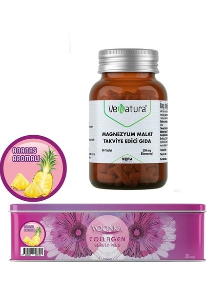 Hidrolize Collagen Beauty Plus 30 Saşe+Yetişkinler Için Magnezyum Malat 60 Tablet