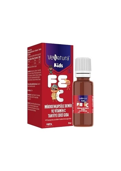 Kids Mikroenkapsüle Demir ve Vitamin C Takviye 20 ml