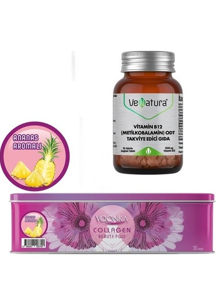Hidrolize Collagen Beauty Plus 30 Saşe+ B12 Vitamini Metilkobalamin 30 Tablet
