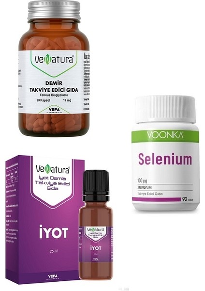 Demir 90 Kapsül + Iyot 25 ml + Selenyum 92 Tablet
