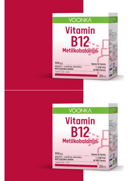 B12 Vitamini Meti̇lkobalami̇n 20 ml Damla & Sprey X2 Adet