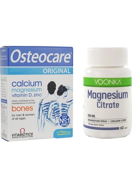 Kalsiyum, Magnezyum, Vitamin D3,çinko Içeren Gıda Takviyesi 30 Tablet + Magnezyum 200 Mg 62 Tablet