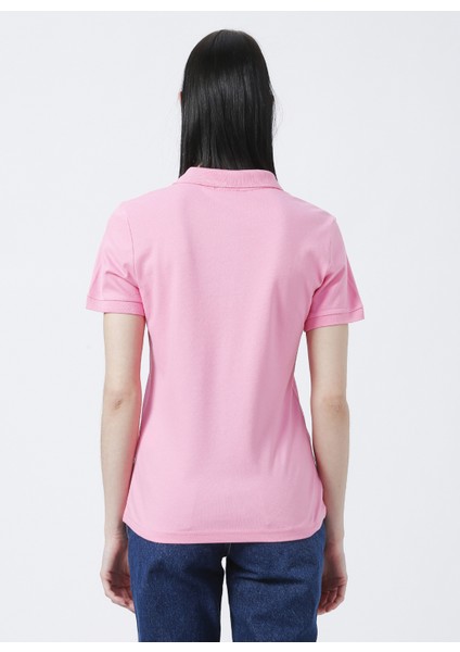 Deep Polo Yaka Basic Düz Açık Pembe Kadın T-Shirt fırsatları