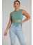 Mint Yeşili Yırtık Detaylı Basic Bodysuit 1