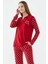 Puantiye Desenli Uzun Kol Pijama Takım - Kırmızı 2