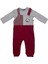 Erkek Bebek Ekose Detaylı Ayıcıklı Salopet Takım 1-9 Ay Bordo 1