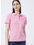 Deep Polo Yaka Basic Düz Açık Pembe Kadın T-Shirt 5