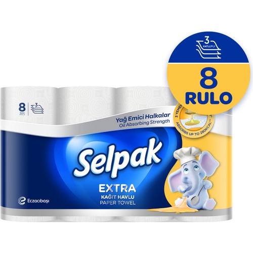 Selpak Extra Yağ Emici 8'li Havlu