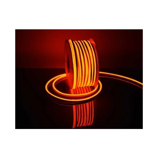 Yuled 'yuled 220 V Esnek Neon Kırmızı Hortum Şerit LED Işık Aydınlatma 1 mt Kırmızı + Güç Fişi