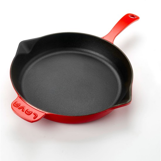 Lava 28 cm Kızartma Tavası Döküm Metal Saplı Kırmızı 3 Kat Emaye Tek Parça