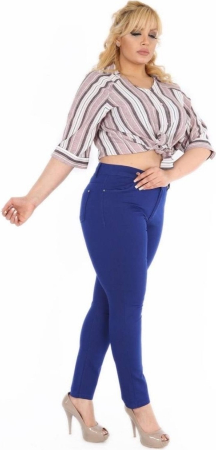Haimoda Kadın Pantolon Büyük Beden Boru Paça Koton Kumaş görsel 3