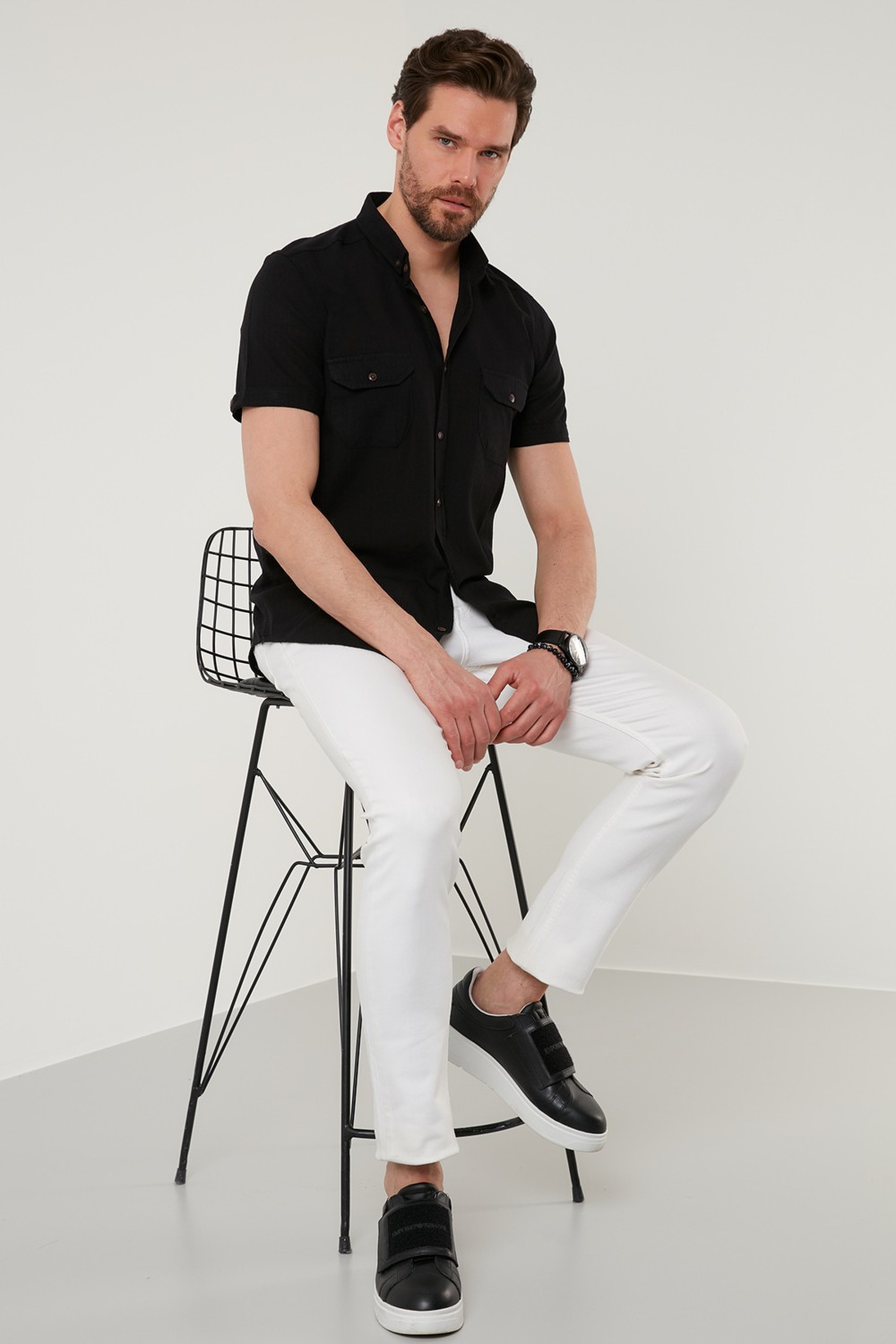 Buratti Düğmeli Yaka % 100 Pamuk Slim Fit Cepli Gömlek Erkek GÖMLEK CF21S111153