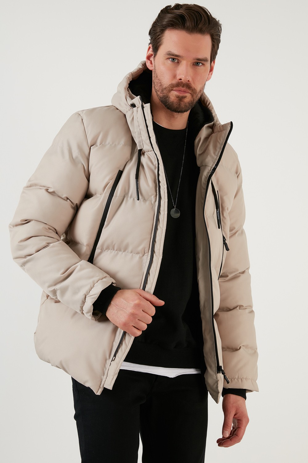 Buratti Kapüşonlu Suya Ve Rüzgara Dayanıklı Soğuk Geçirmez Slim Fit Mont Erkek Mont 5717101