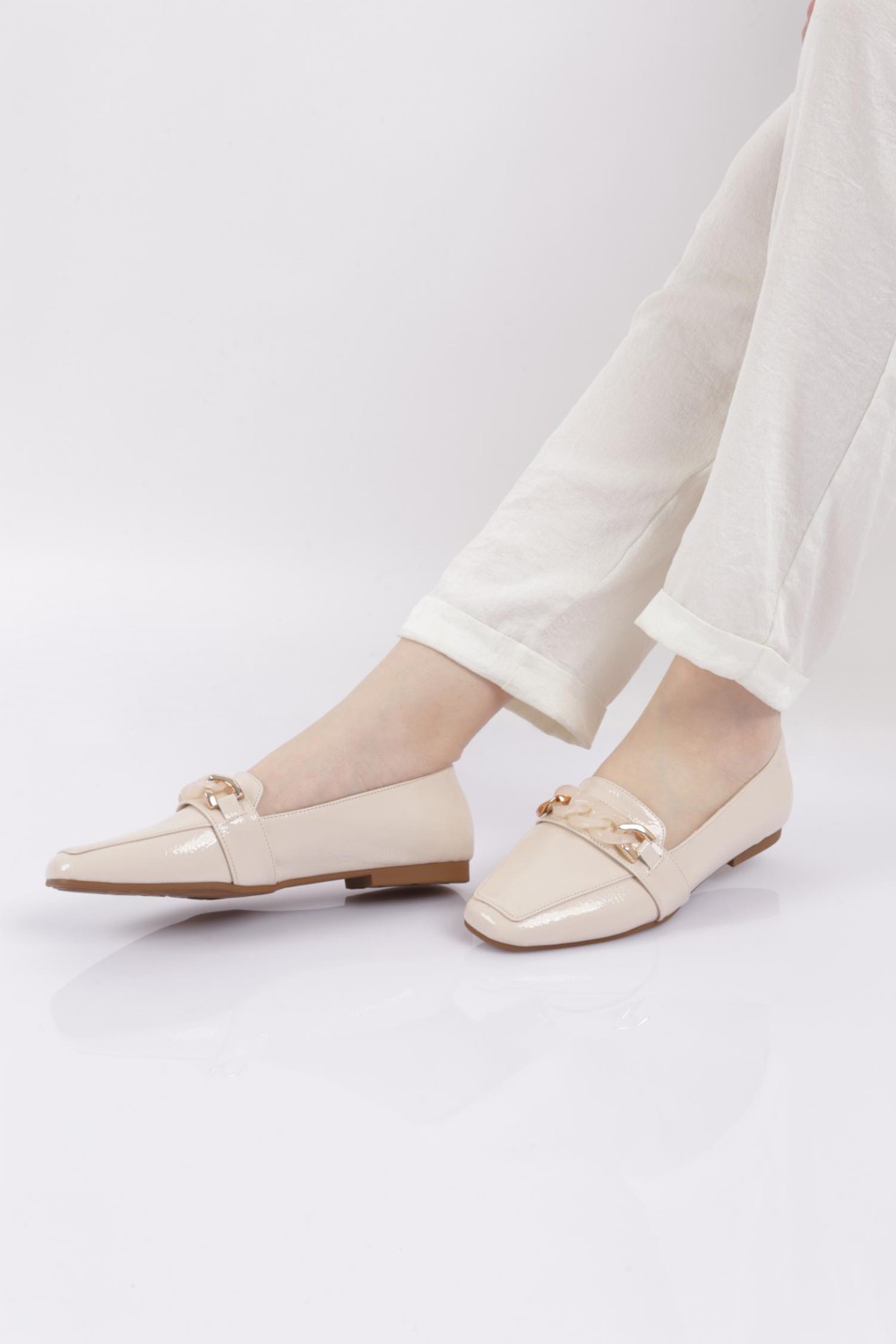 DGN PM255-K1119-1-22Y Kadın Burgu Aksesuarlı Loafer Ayakkabı