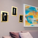Kemson Elif Lam Mim Gold Ayna Pleksi Duvar Tablo Seti Gold 26*16