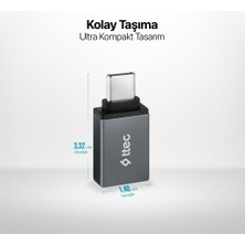 Ttec 2DK43UG Ttec Type-C Usb-A 3.0 Otg Dönüstürücü Adaptör Uzay Grisi